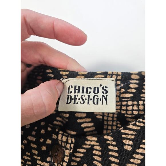 Chicos large coatigan heavy twill cotton button front brown black Aztec EUC L - Picture 5 of 8